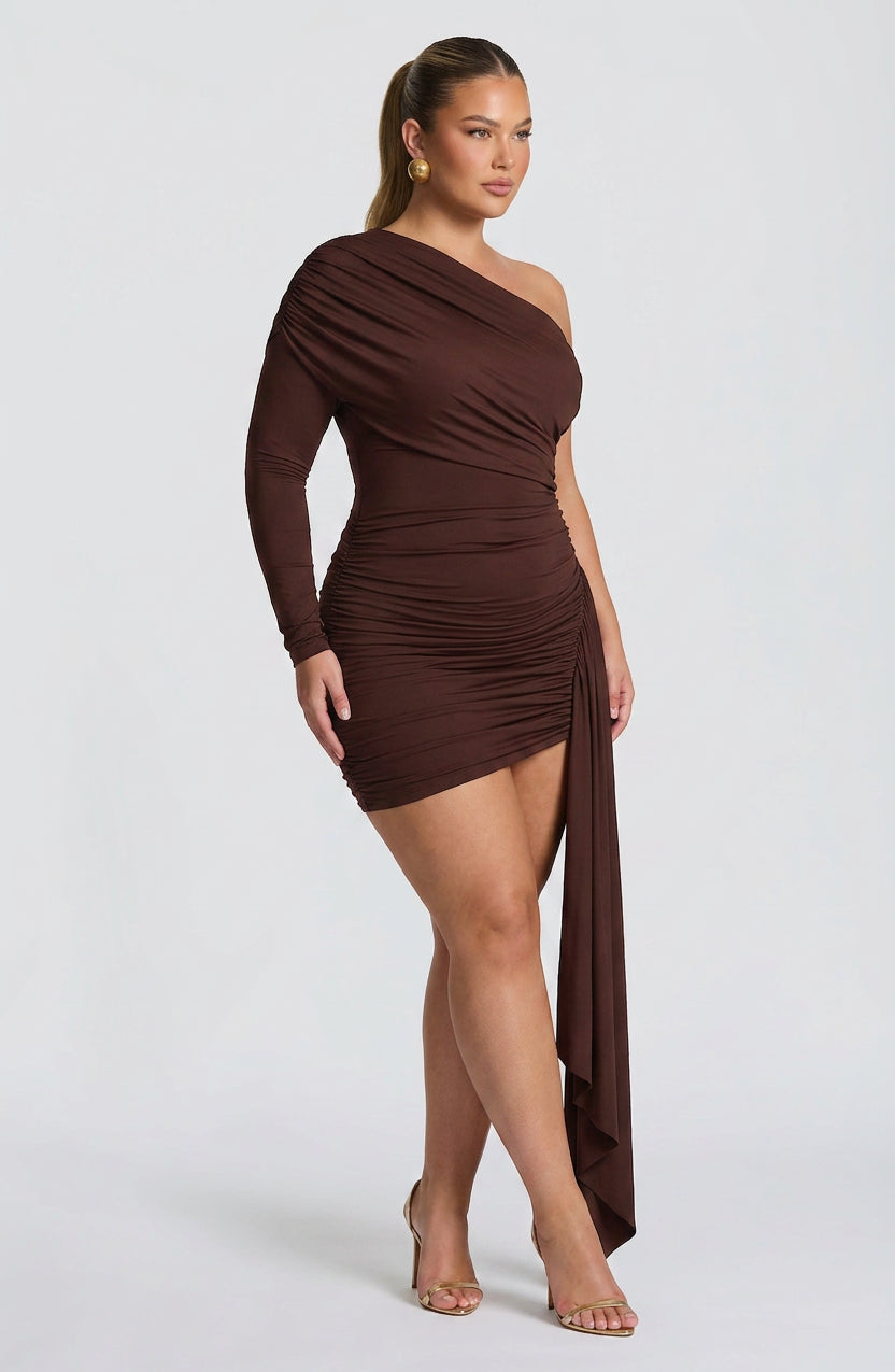 Arabella Mini Dress - Plum Brown