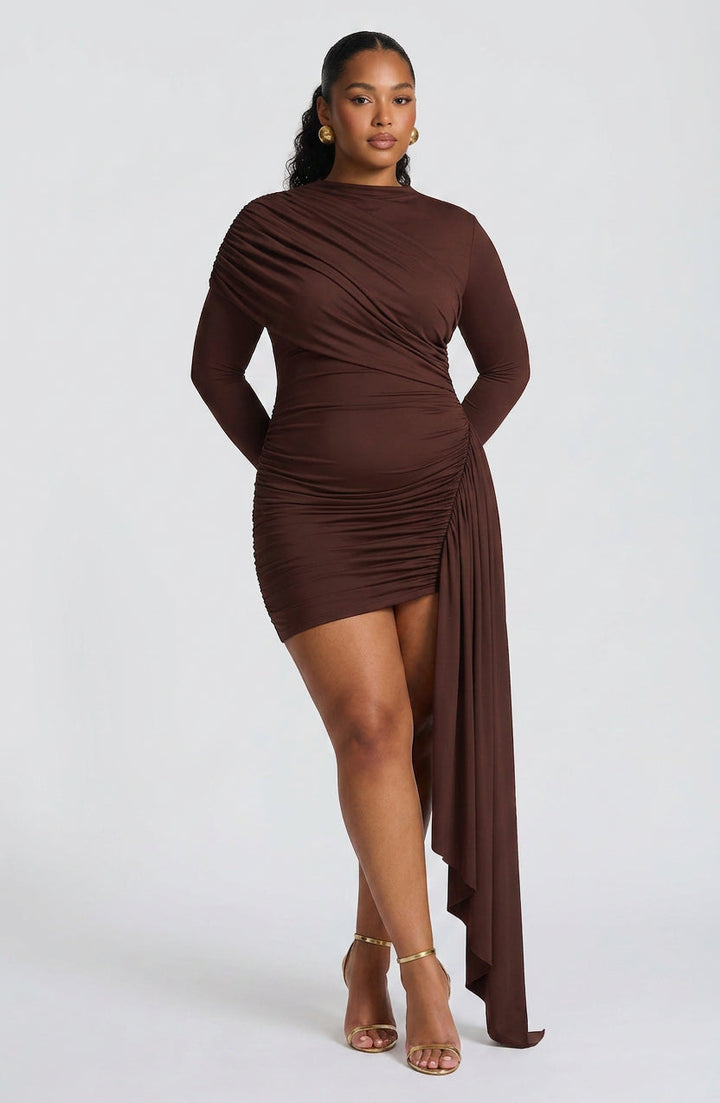 Arabella Mini Dress - Plum Brown