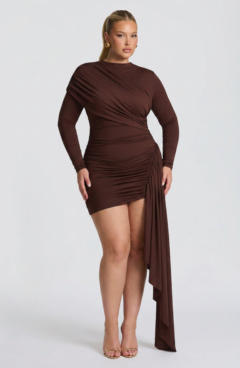 Arabella Mini Dress - Plum Brown