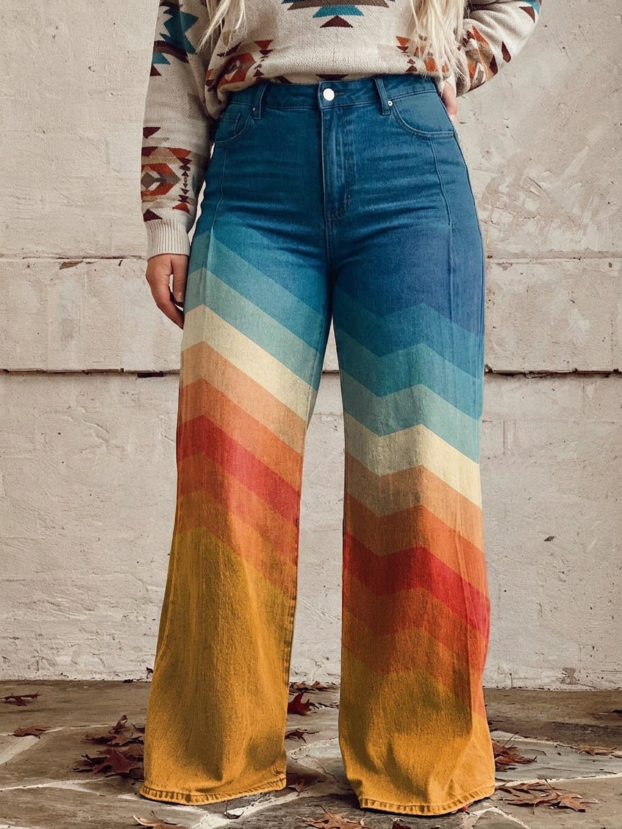Solene - Elegant Retro Zigzag Pants