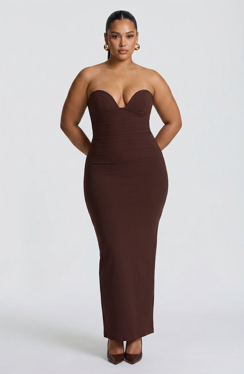 Loredana Maxi Dress - Plum Brown