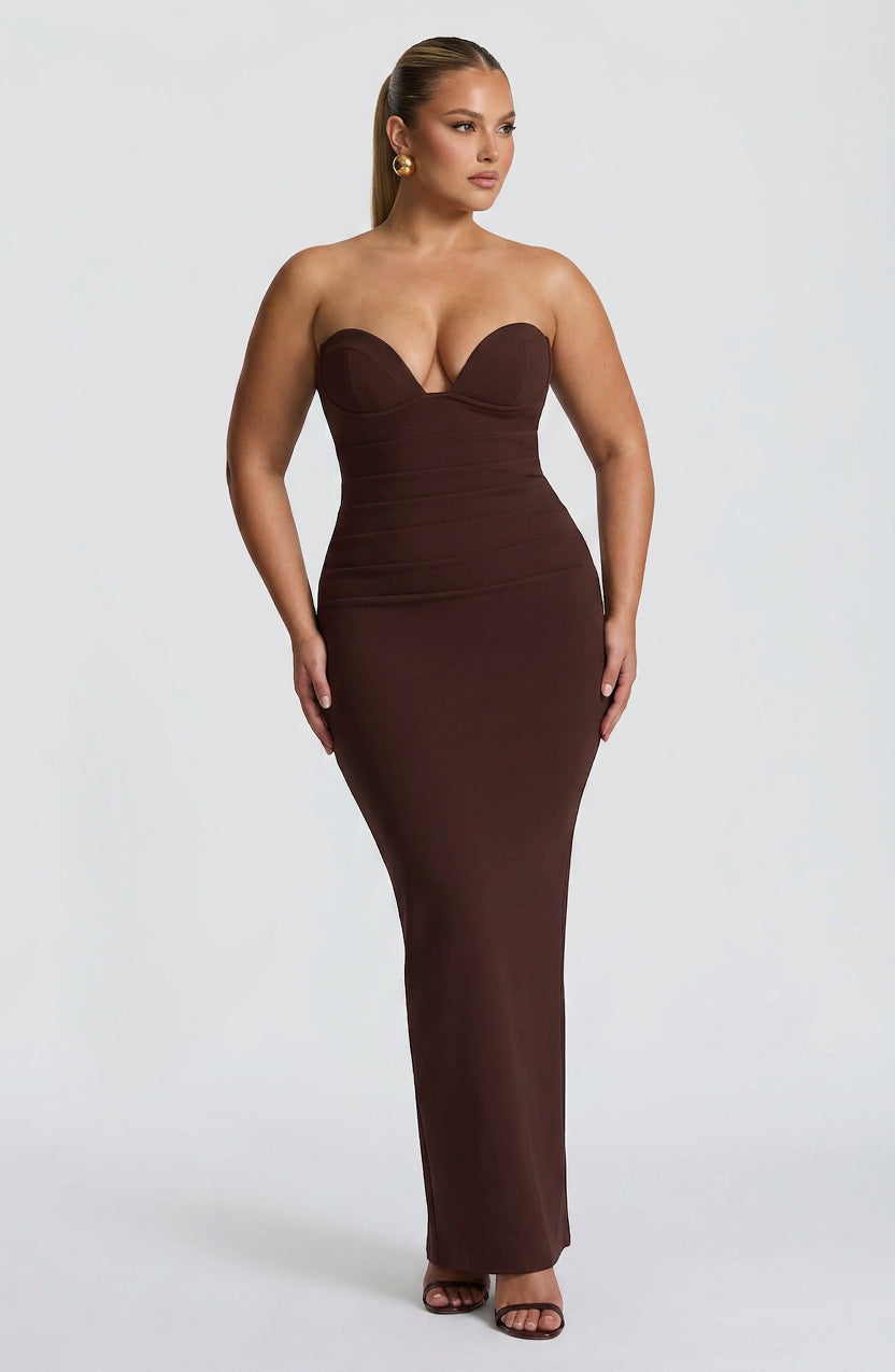 Loredana Maxi Dress - Plum Brown