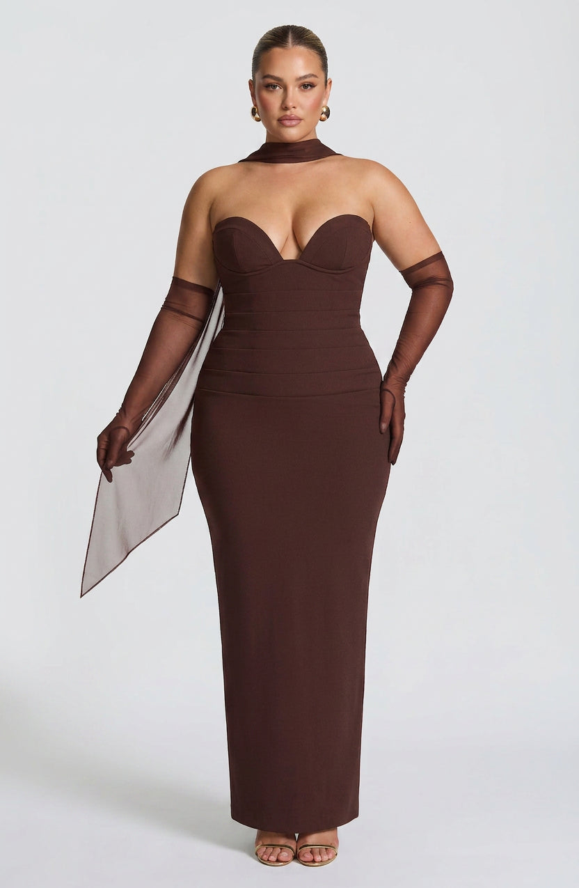 Loredana Maxi Dress - Plum Brown