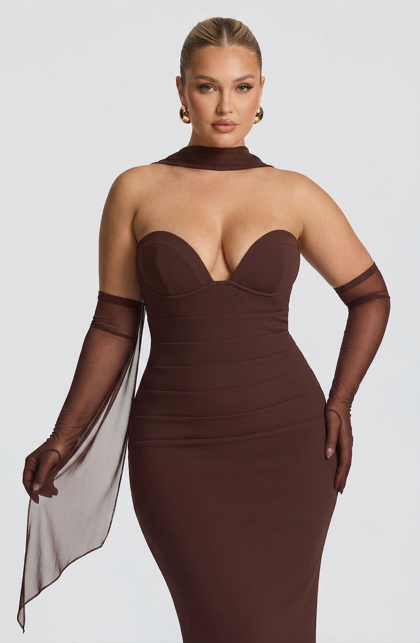 Loredana Maxi Dress - Plum Brown