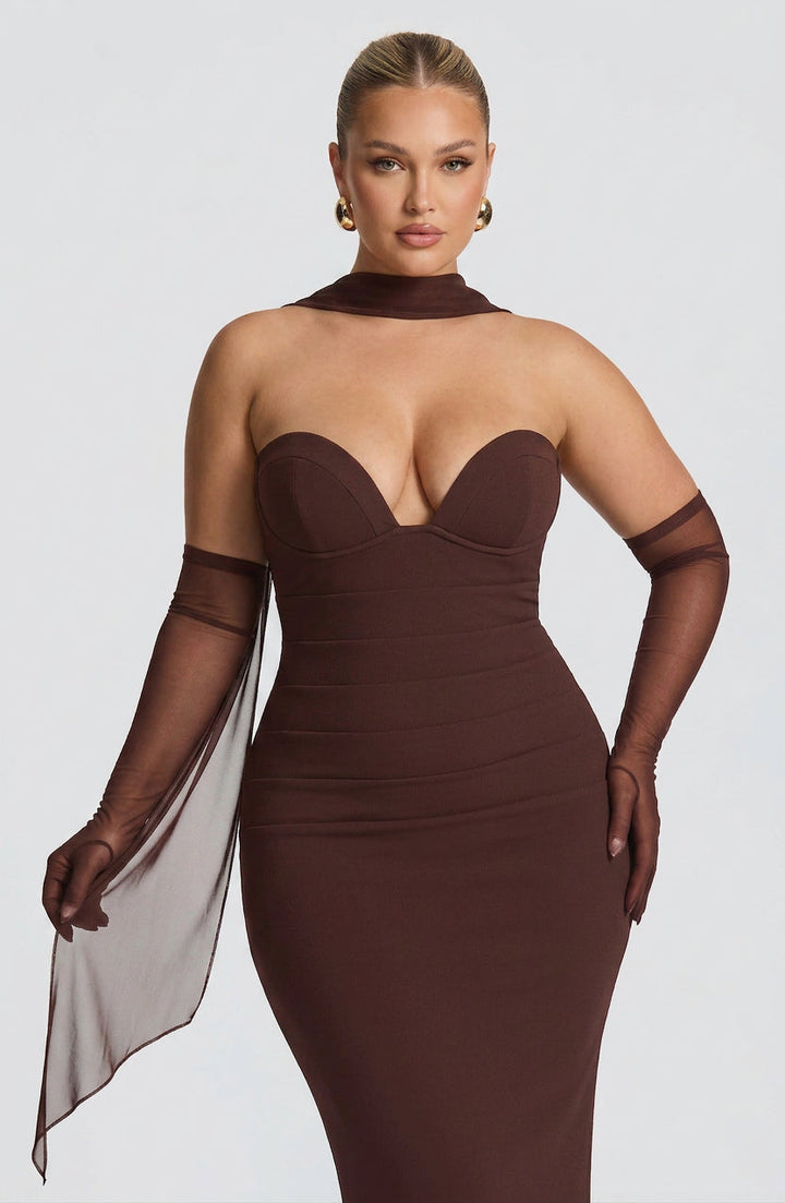 Loredana Maxi Dress - Plum Brown