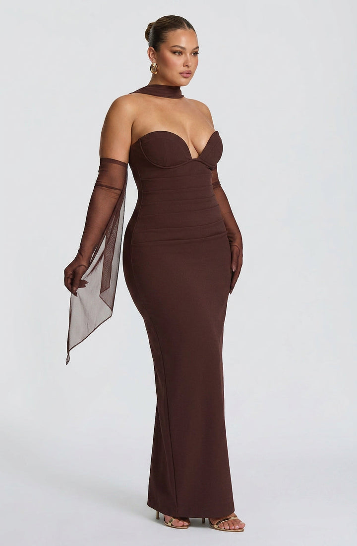 Loredana Maxi Dress - Plum Brown