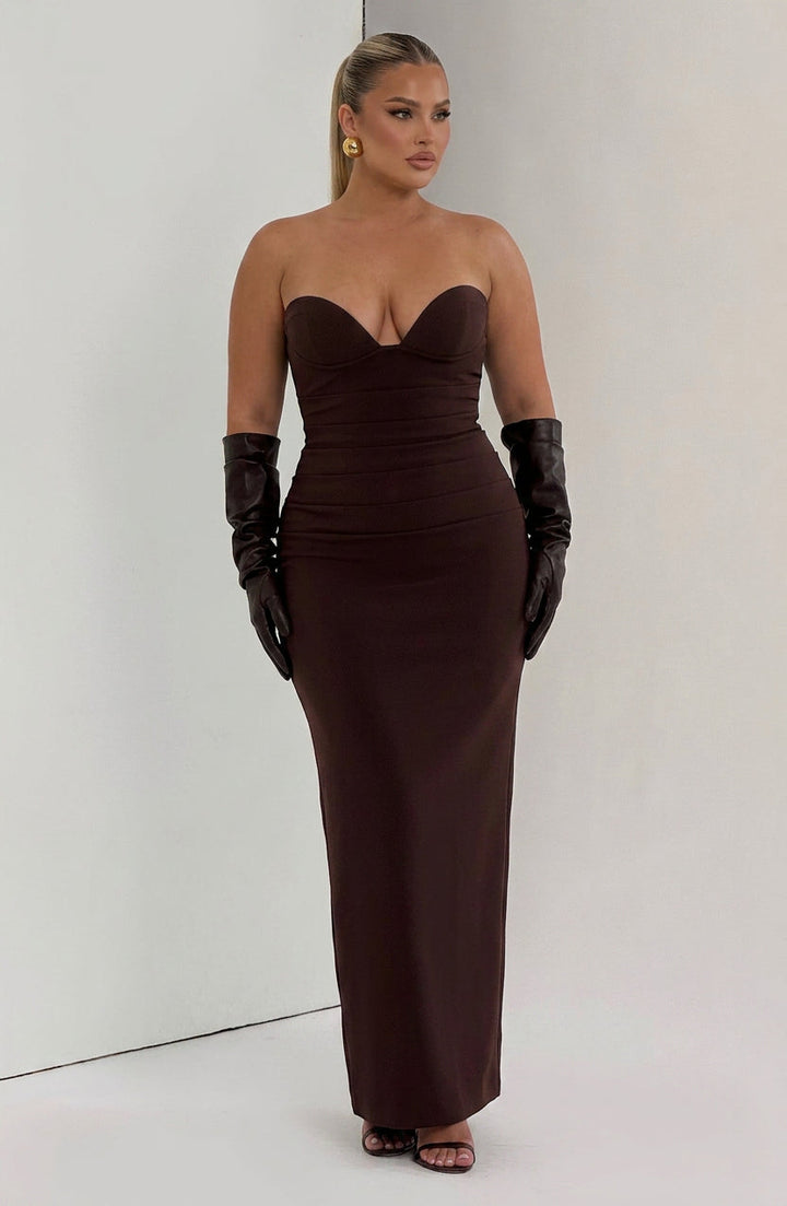 Loredana Maxi Dress - Plum Brown