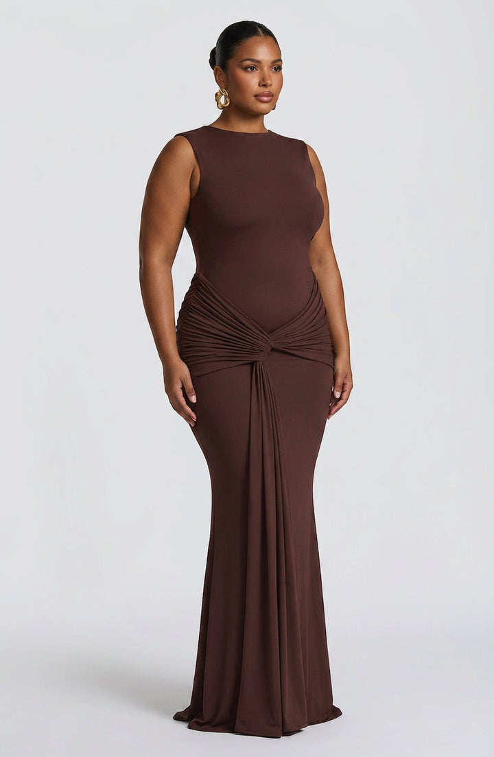Lottie Maxi Dress - Plum Brown