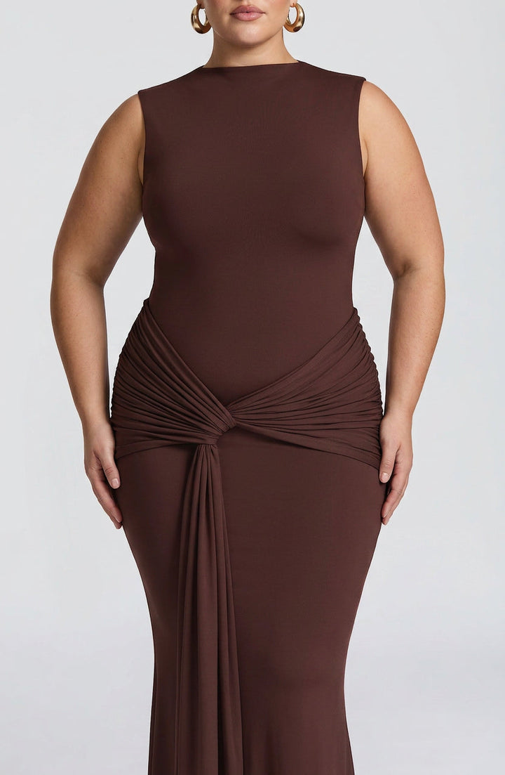 Lottie Maxi Dress - Plum Brown