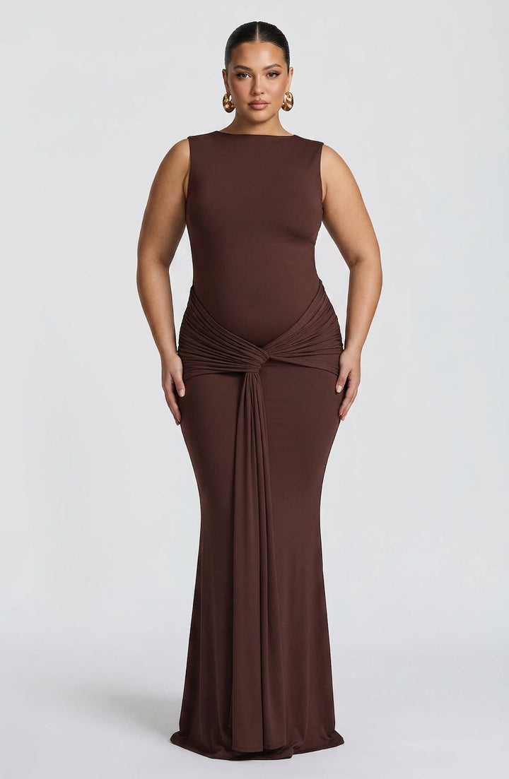 Lottie Maxi Dress - Plum Brown