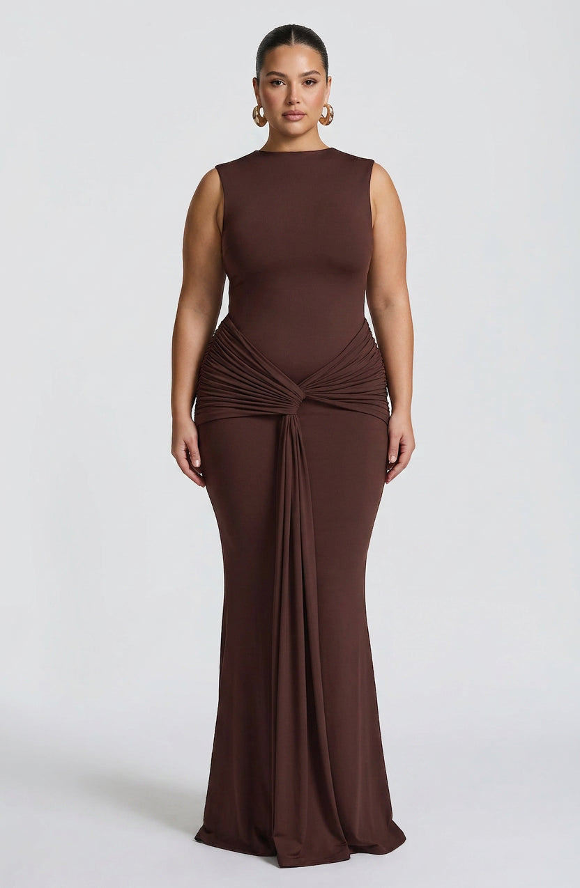 Lottie Maxi Dress - Plum Brown