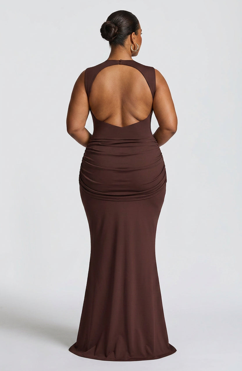 Lottie Maxi Dress - Plum Brown