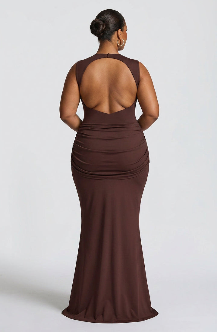 Lottie Maxi Dress - Plum Brown