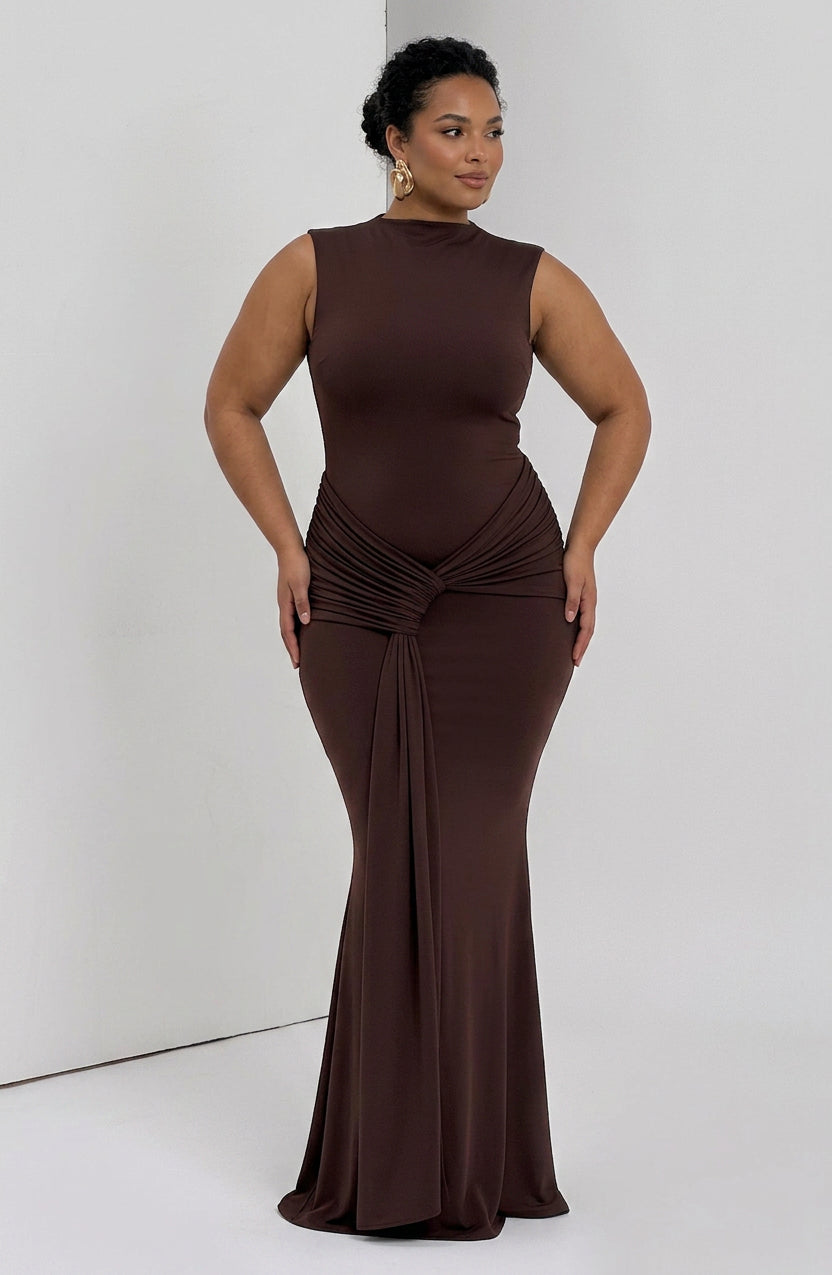 Lottie Maxi Dress - Plum Brown