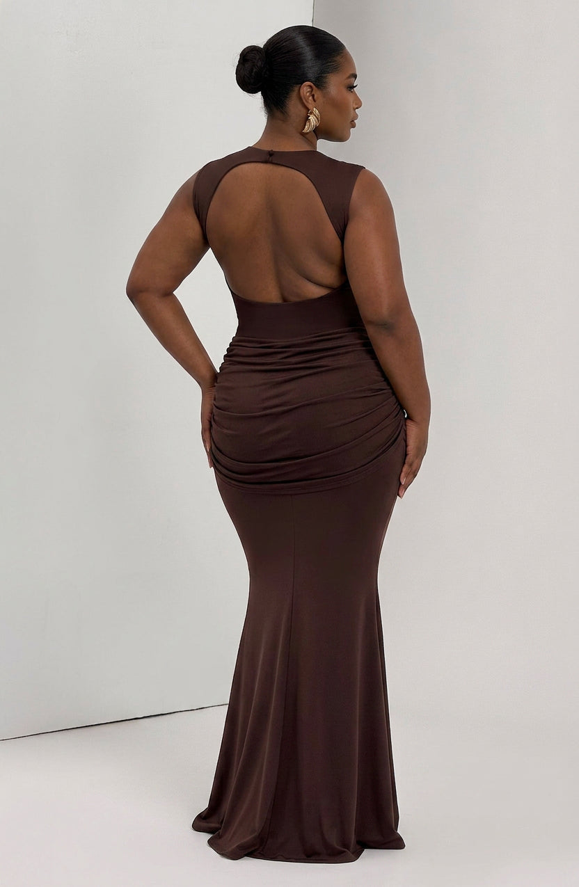 Lottie Maxi Dress - Plum Brown