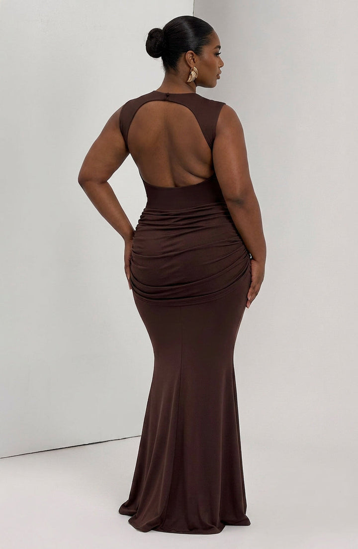 Lottie Maxi Dress - Plum Brown