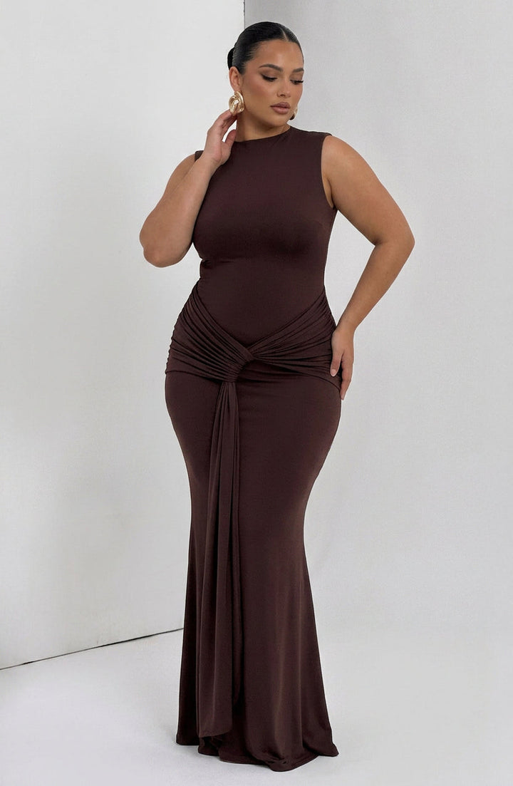 Lottie Maxi Dress - Plum Brown