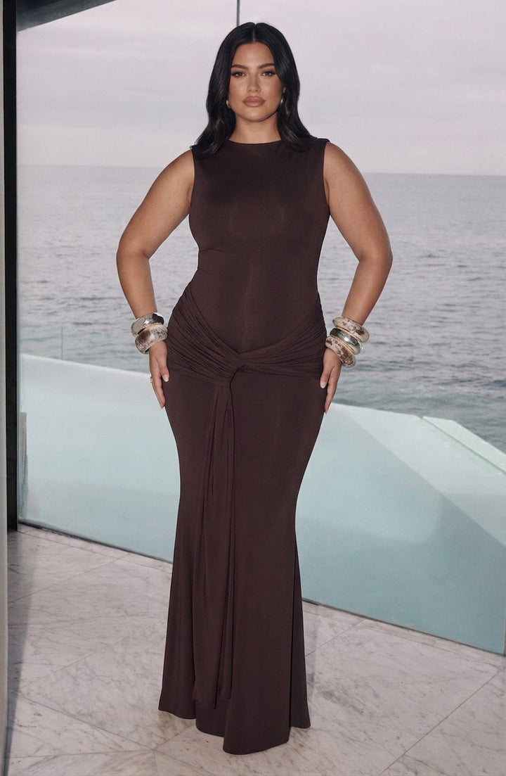 Lottie Maxi Dress - Plum Brown