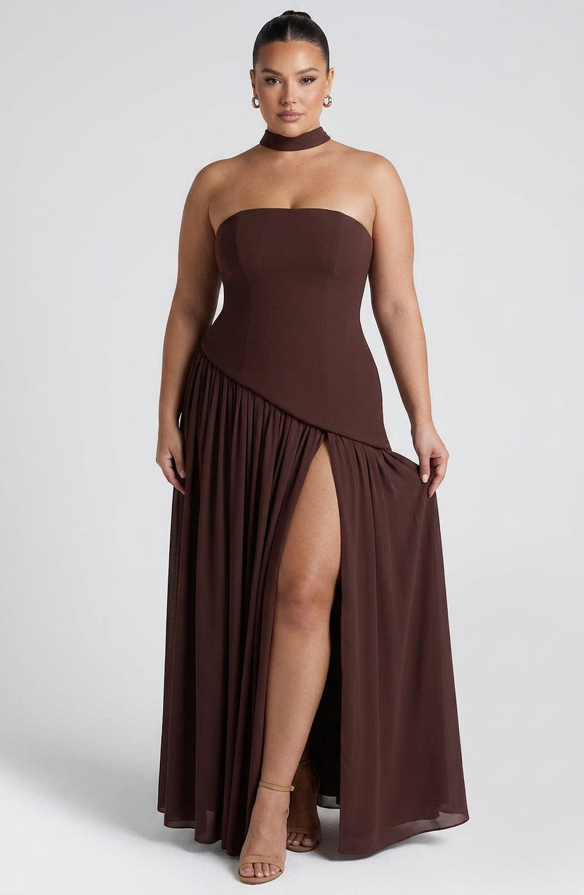 Carys Maxi Dress - Plum Brown