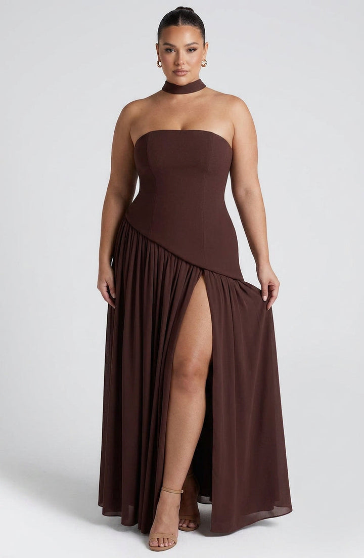 Carys Maxi Dress - Plum Brown