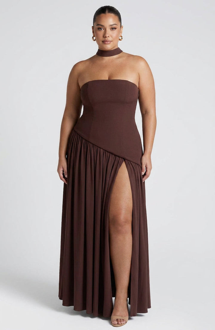 Carys Maxi Dress - Plum Brown