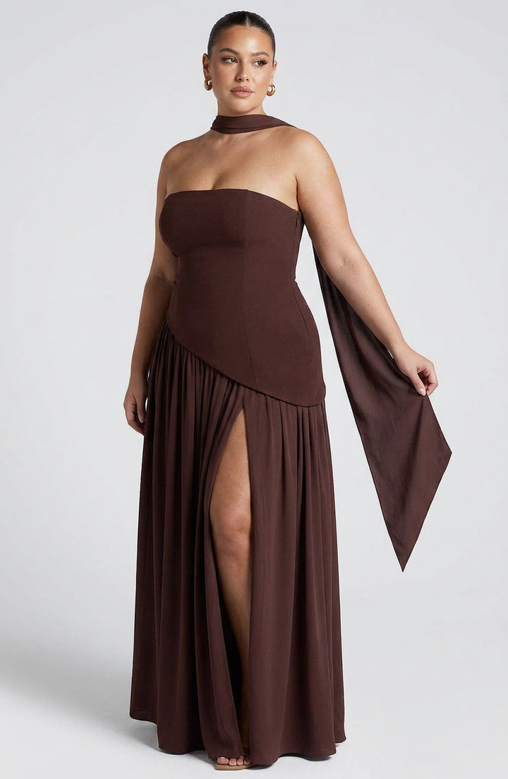 Carys Maxi Dress - Plum Brown
