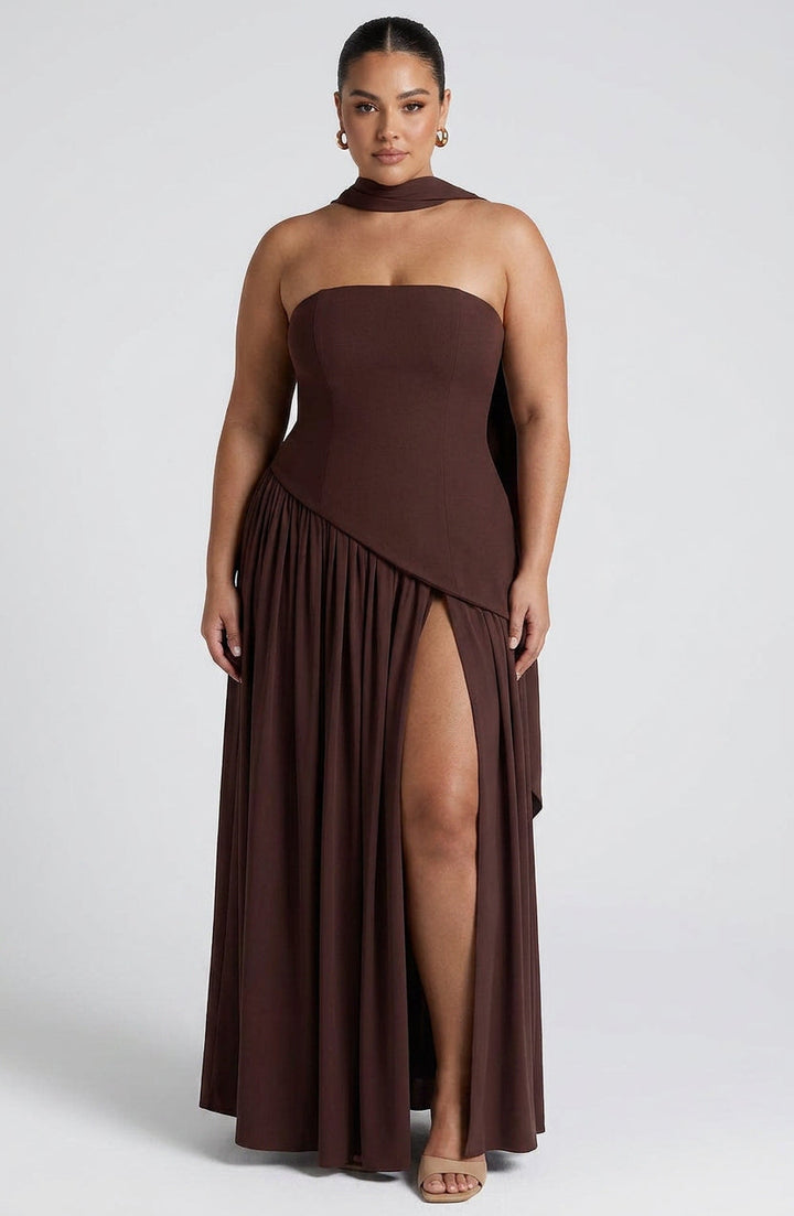 Carys Maxi Dress - Plum Brown
