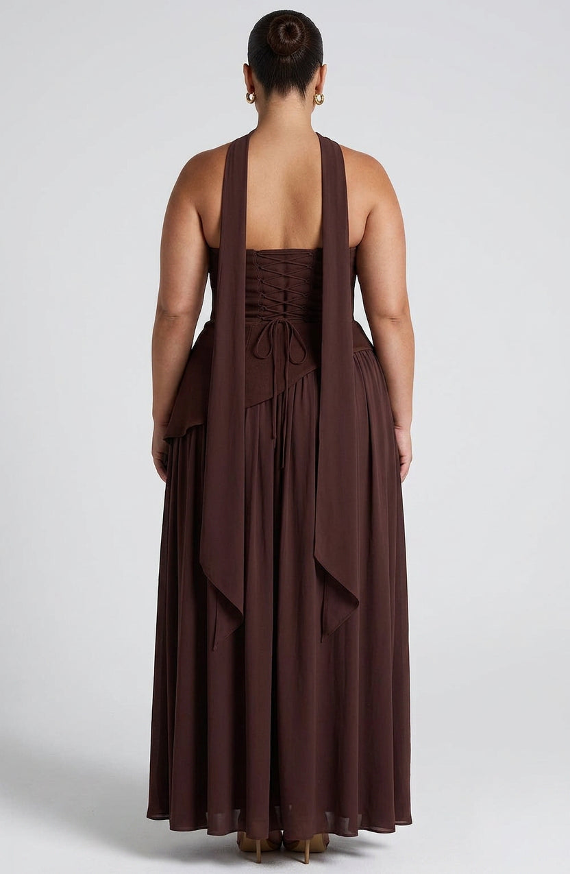 Carys Maxi Dress - Plum Brown