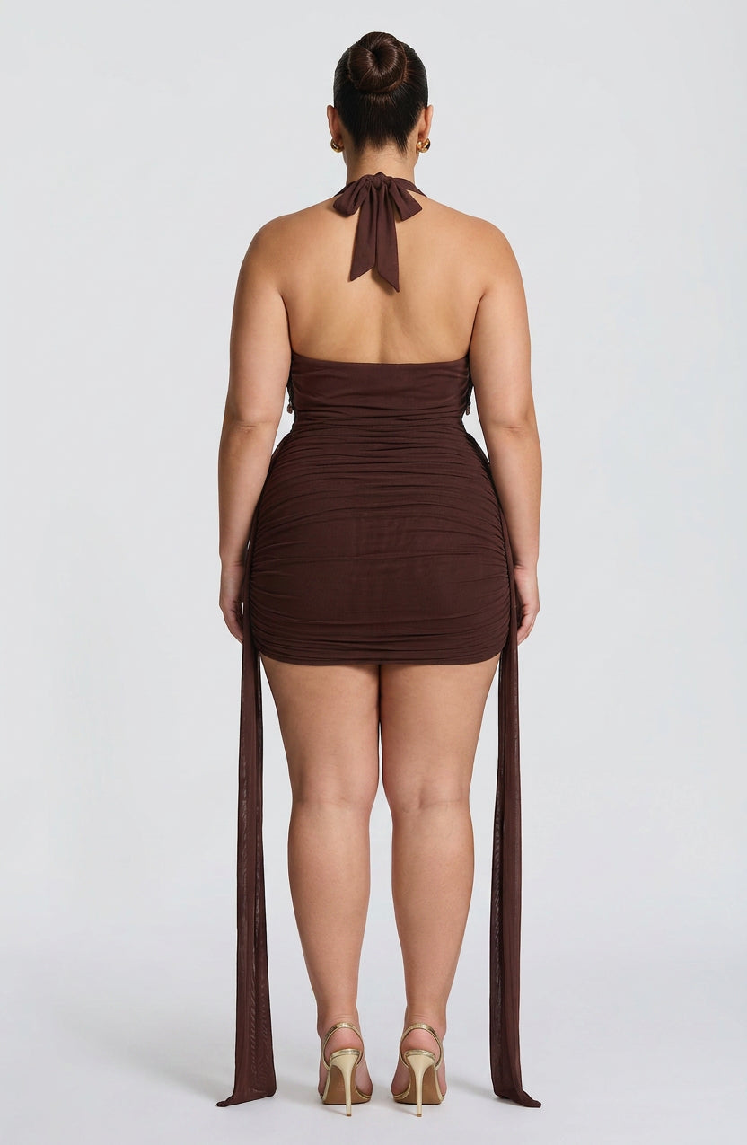 Anaïs Mini Dress - Plum Brown