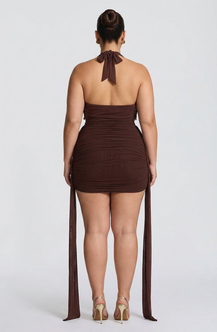 Anaïs Mini Dress - Plum Brown