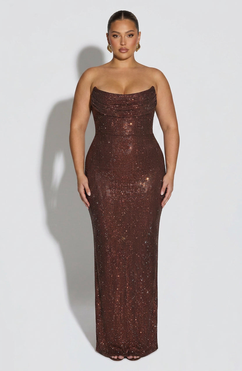 Irina Maxi Dress - Plum Brown