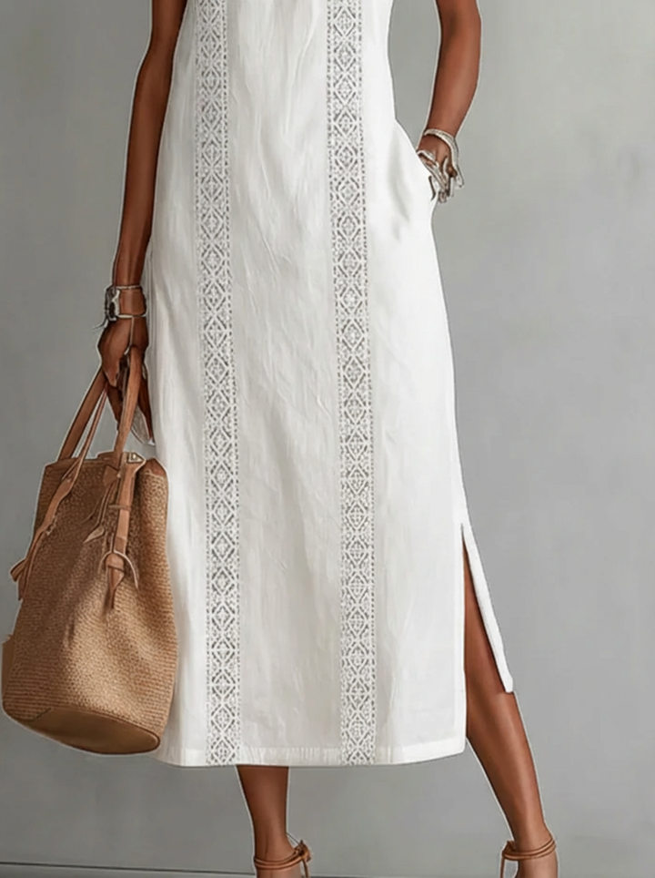 Irina | Sleeveless Lace Detail Midi Dress