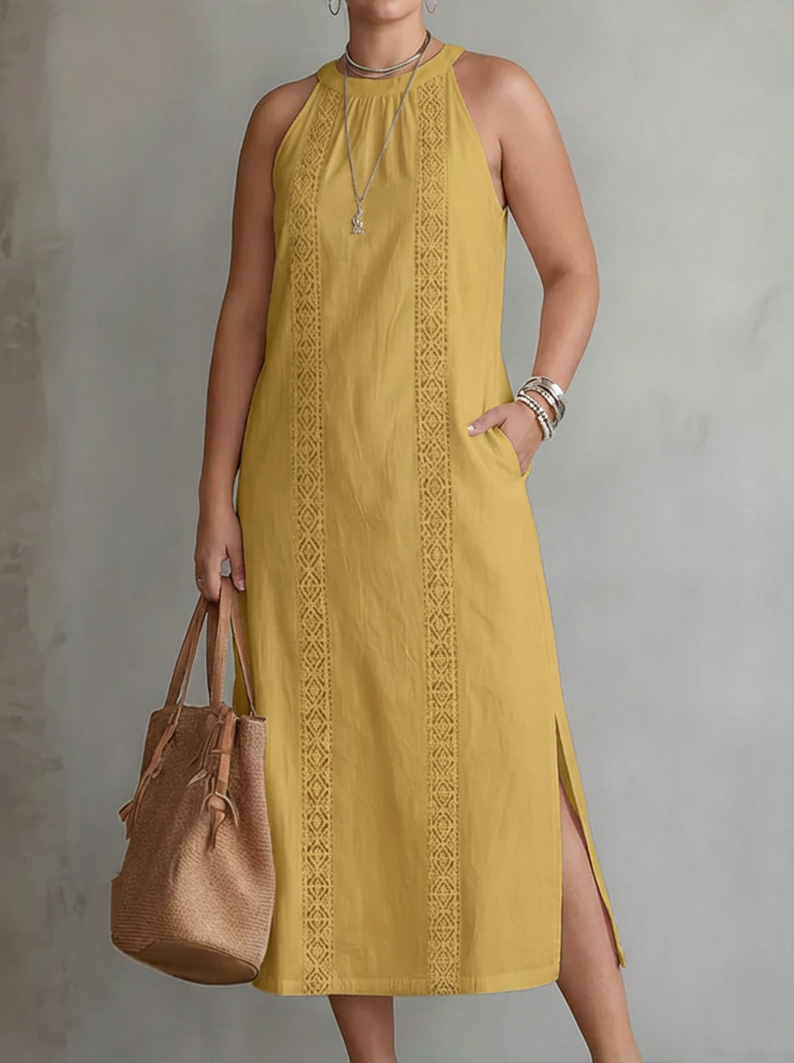 Anneliese | Sleeveless Lace Detail Midi Dress
