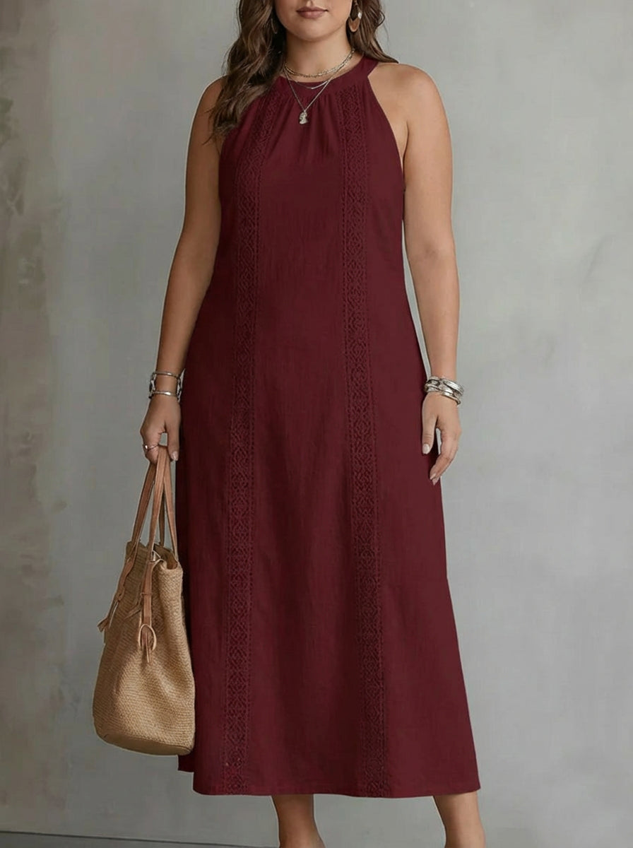 Seren | Sleeveless Lace Detail Midi Dress