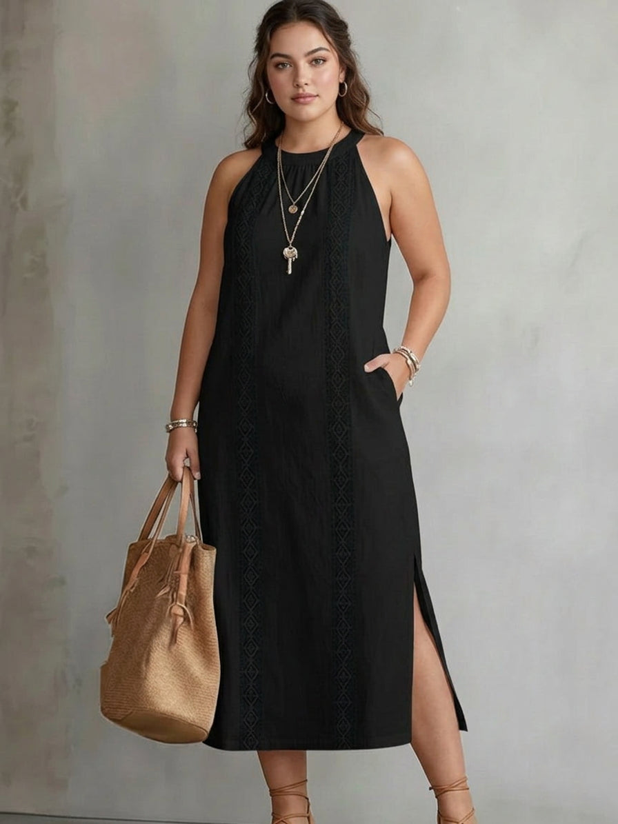Marlow | Sleeveless Lace Detail Midi Dress