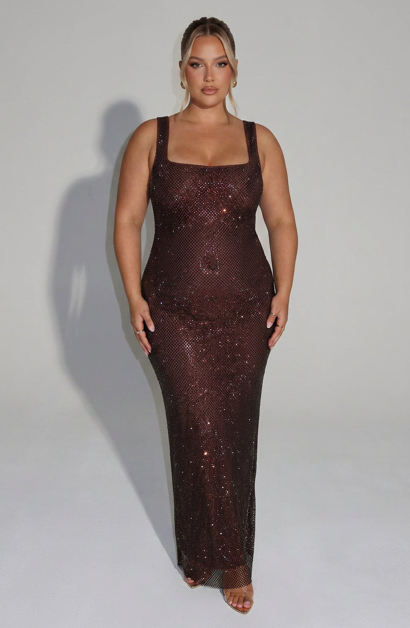 Sigrid Maxi Dress - Plum Brown