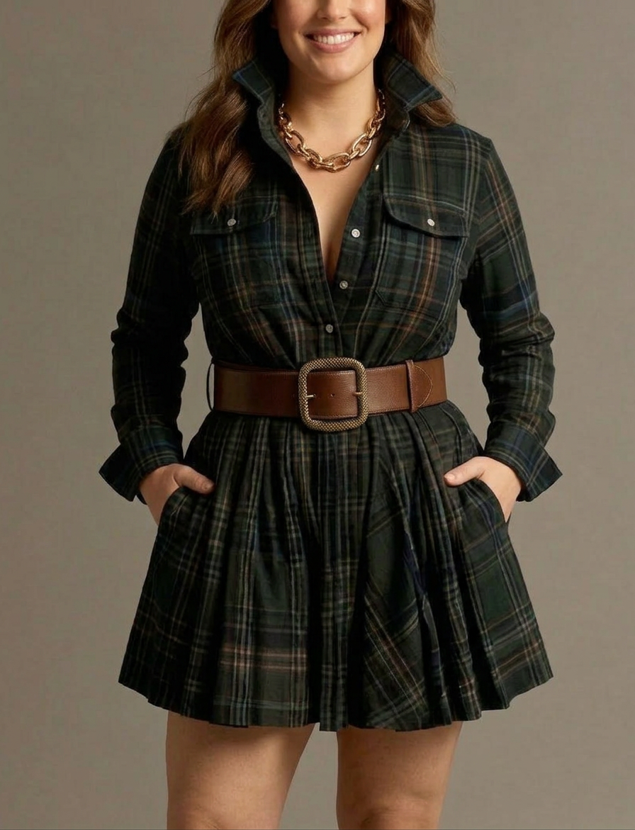 Vintage Red and Brown Checked Mini Dress