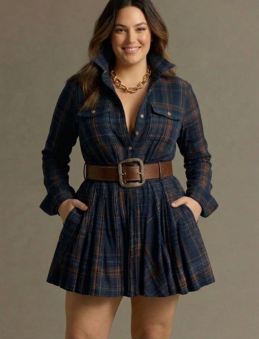 Vintage Red and Brown Checked Mini Dress