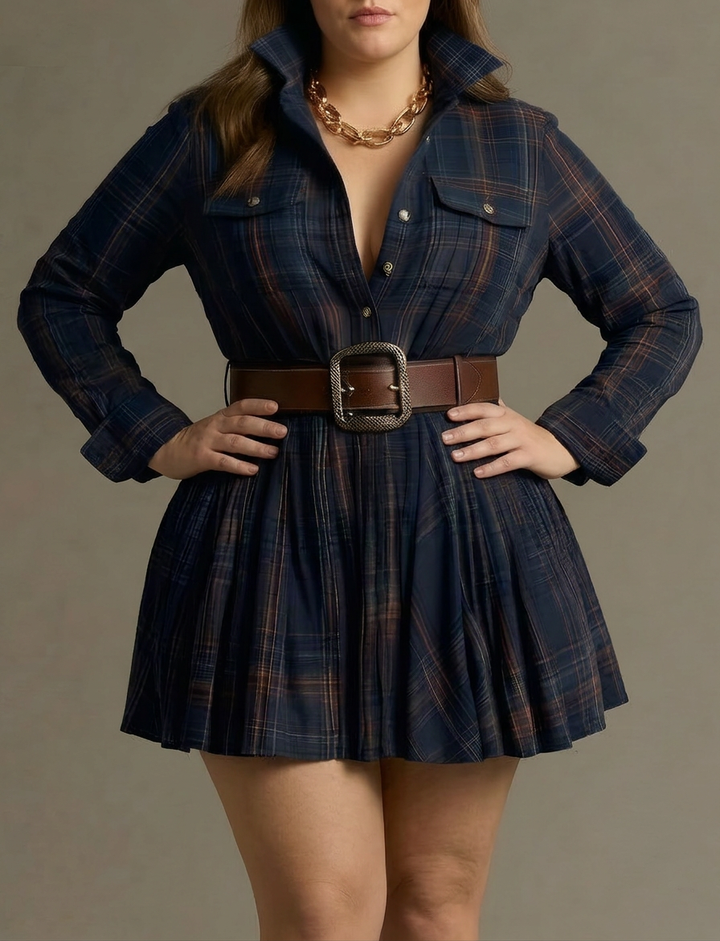 Vintage Red and Brown Checked Mini Dress