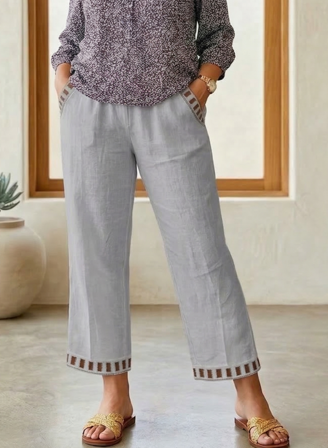 Rosanna – Relaxed Contrast Trim Cropped Pants