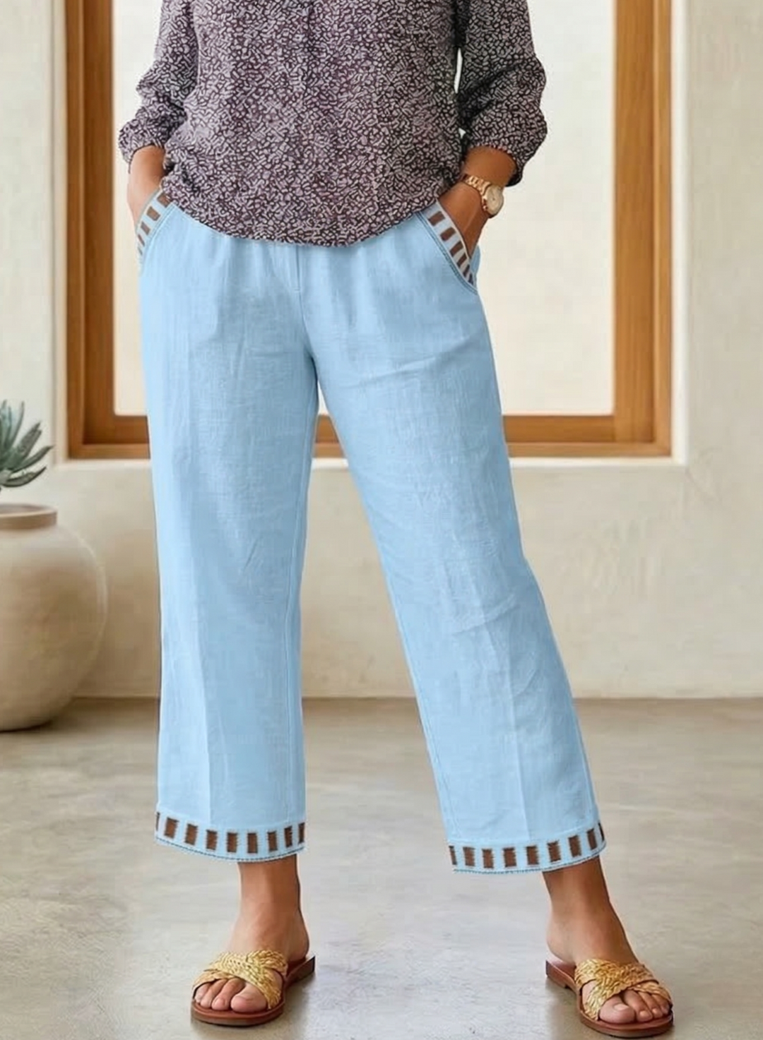 Rosanna – Relaxed Contrast Trim Cropped Pants