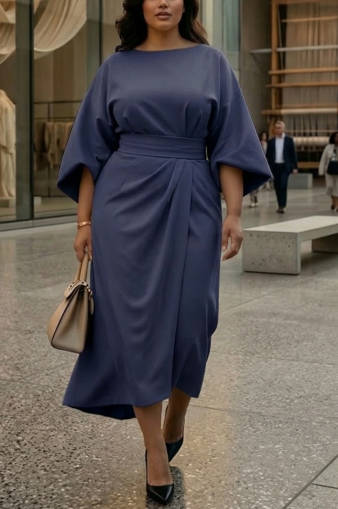 Romaine | Elegant Lantern Sleeve Dress