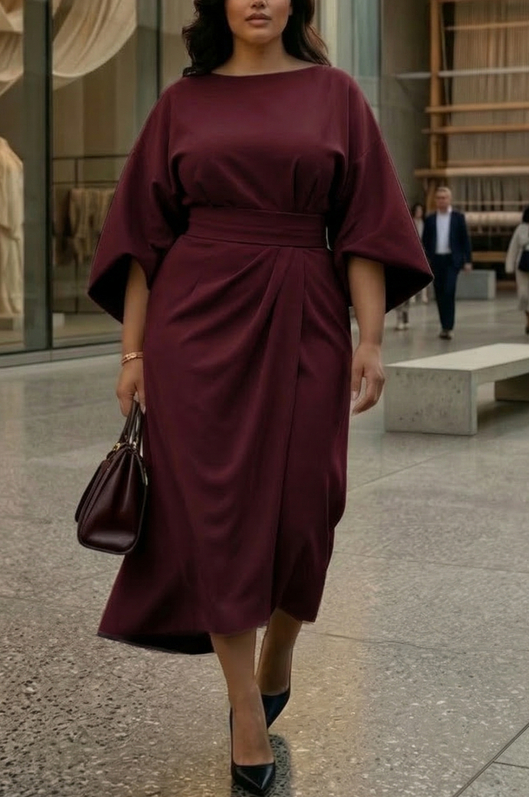 Romaine | Elegant Lantern Sleeve Dress