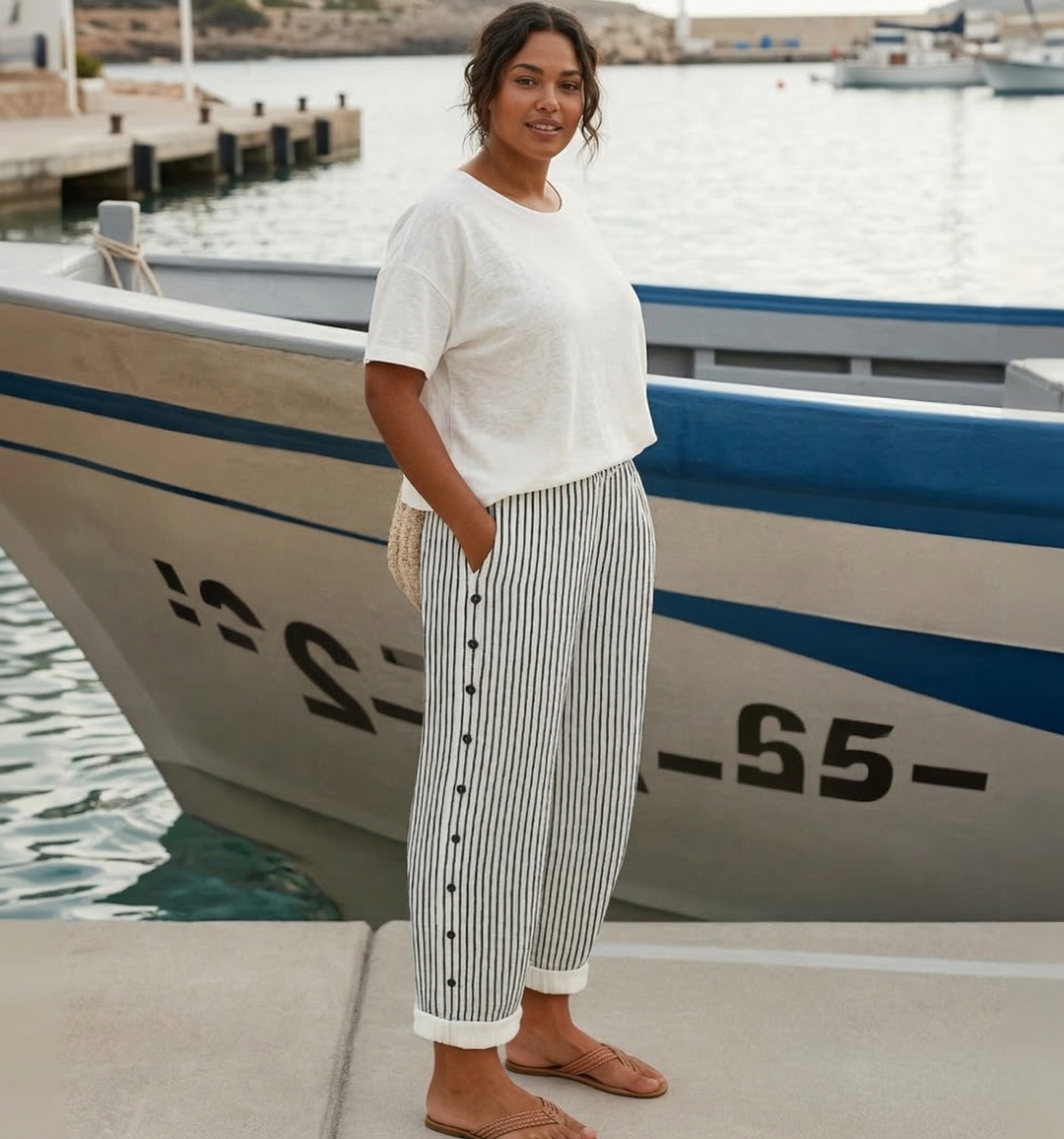 Dilys | Stylish Striped Button Pants