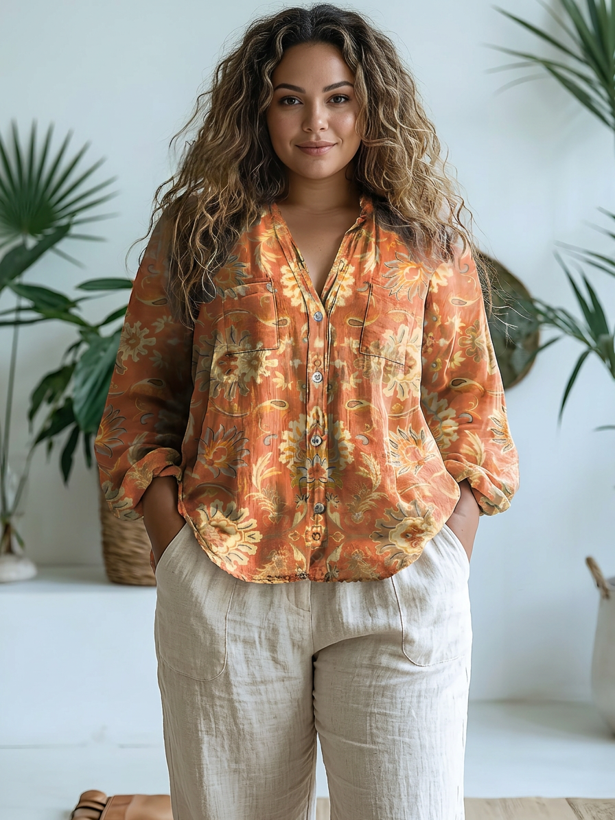 Fauna | Vintage Lovely Floral Art Print Casual Long Sleeve