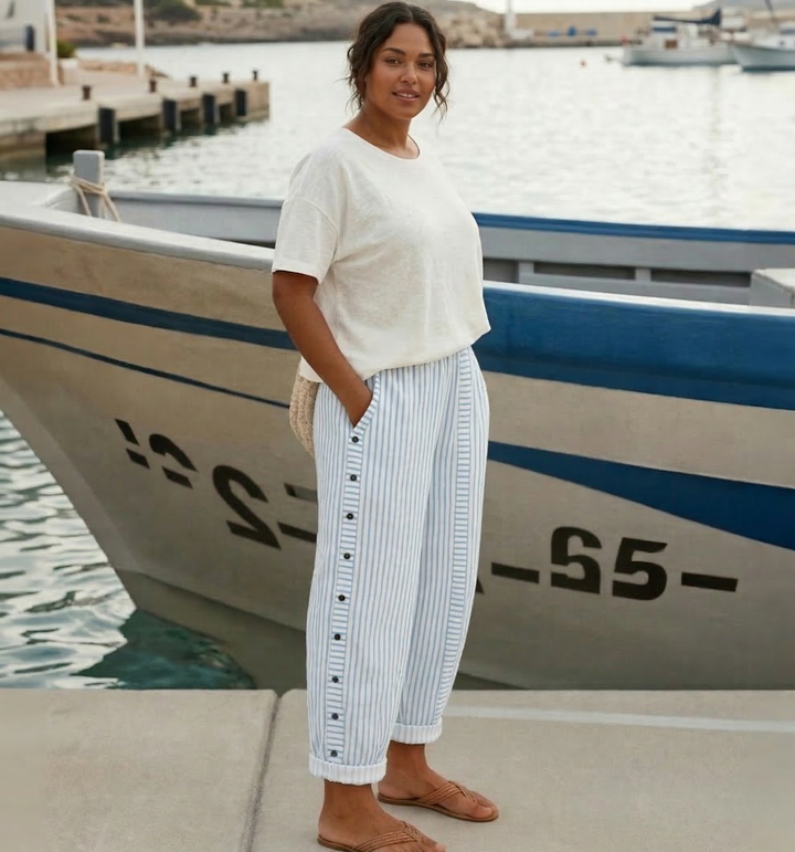 Dilys | Stylish Striped Button Pants