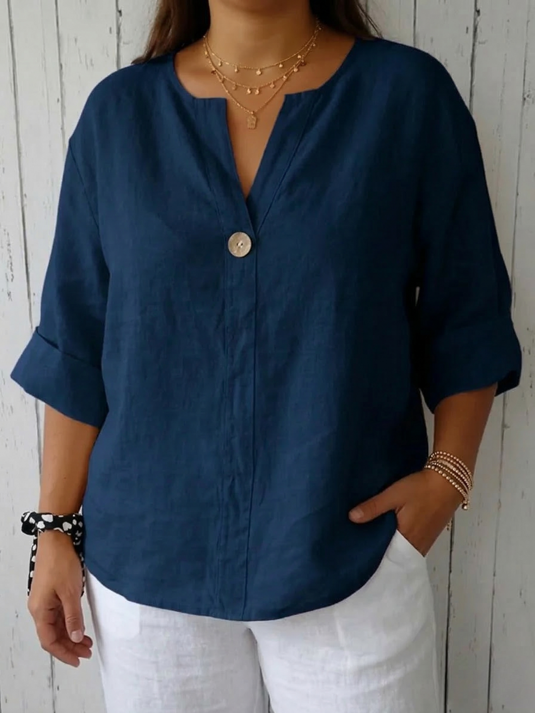 Lucienne - Casual V-Neck Blouse