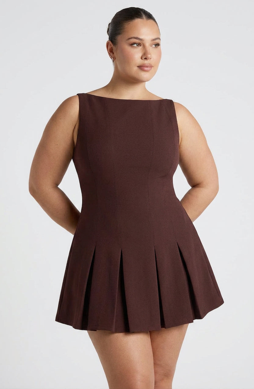 Romy Mini Dress - Plum Brown