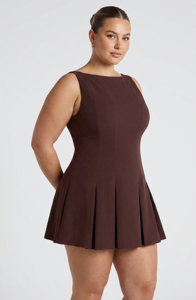 Romy Mini Dress - Plum Brown