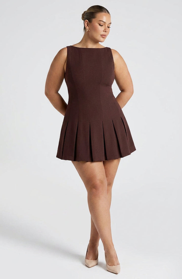 Romy Mini Dress - Plum Brown